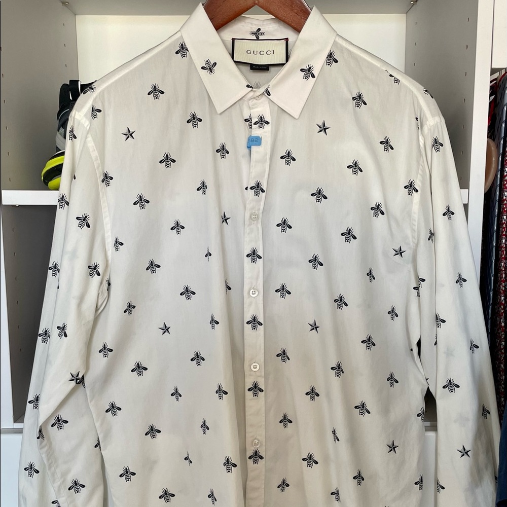 Gucci Bee casual dress shirt, size 43/17 S/S 2016.
